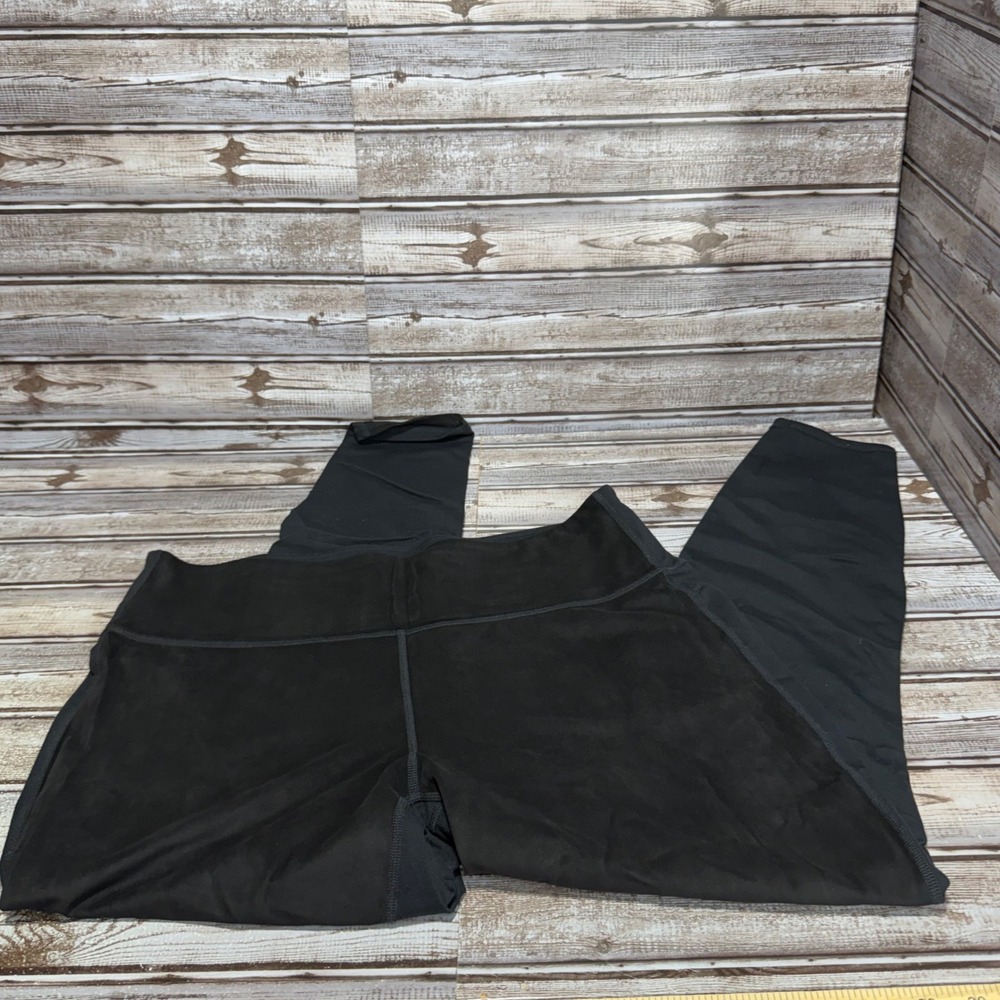 Athleta Leggings Women XL Black Suede Front High Rise Athletic